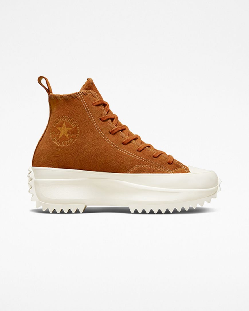 Converse Run Star Hike Embroidered Florals Høye Platform Sko Dame Brune | 618AWXSMB