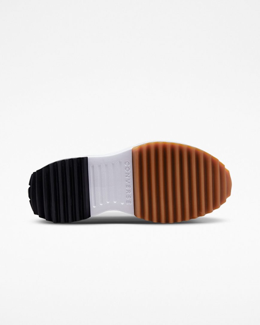 Converse Run Star Hike Foundational Lær Høye Platform Sko Dame Hvite Svarte | 736DAJHFR