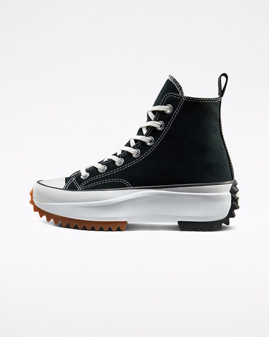 Converse Run Star Hike Høye Platform Sko Dame Svarte Hvite | 031WIKMZQ
