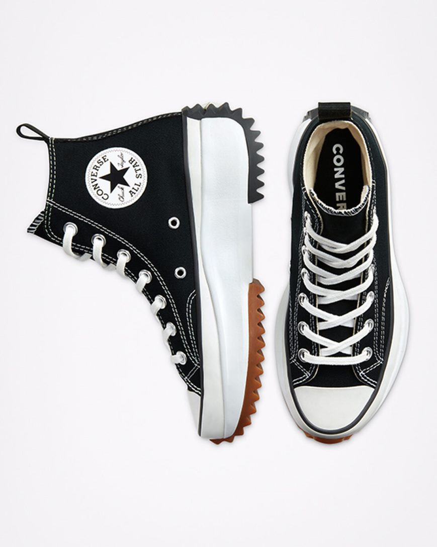 Converse Run Star Hike Høye Platform Sko Dame Svarte Hvite | 031WIKMZQ