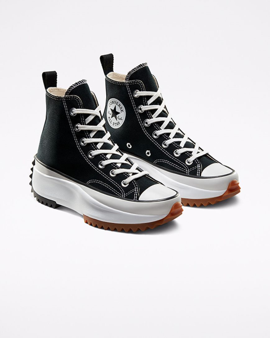 Converse Run Star Hike Høye Platform Sko Dame Svarte Hvite | 031WIKMZQ