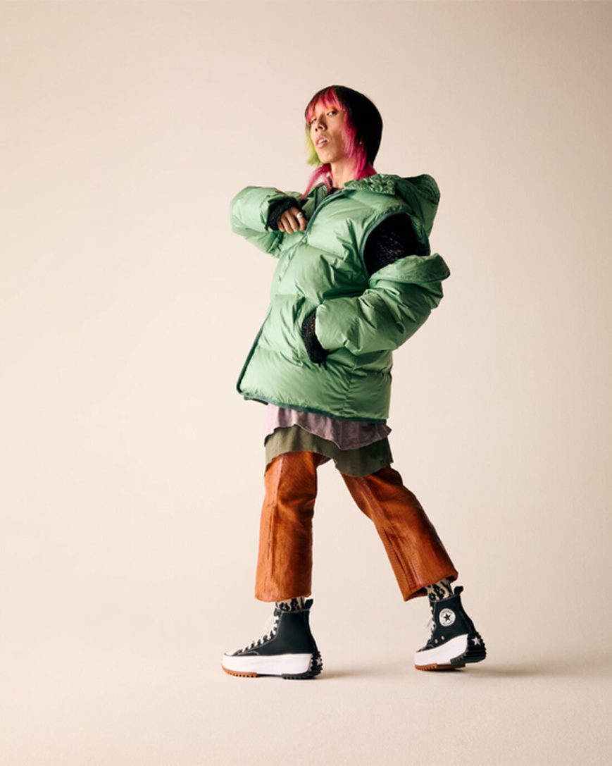 Converse Run Star Hike Høye Platform Sko Dame Svarte Hvite | 031WIKMZQ