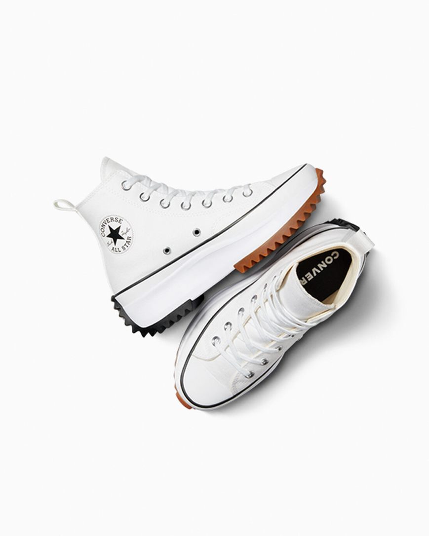 Converse Run Star Hike Høye Platform Sko Dame Hvite Svarte | 068AWPCRB