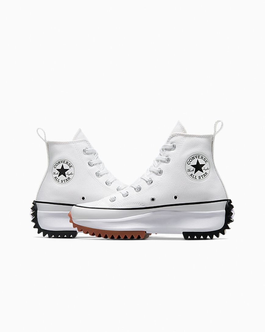 Converse Run Star Hike Høye Platform Sko Dame Hvite Svarte | 068AWPCRB