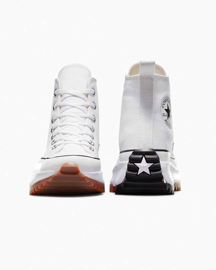 Converse Run Star Hike Høye Platform Sko Dame Hvite Svarte | 068AWPCRB