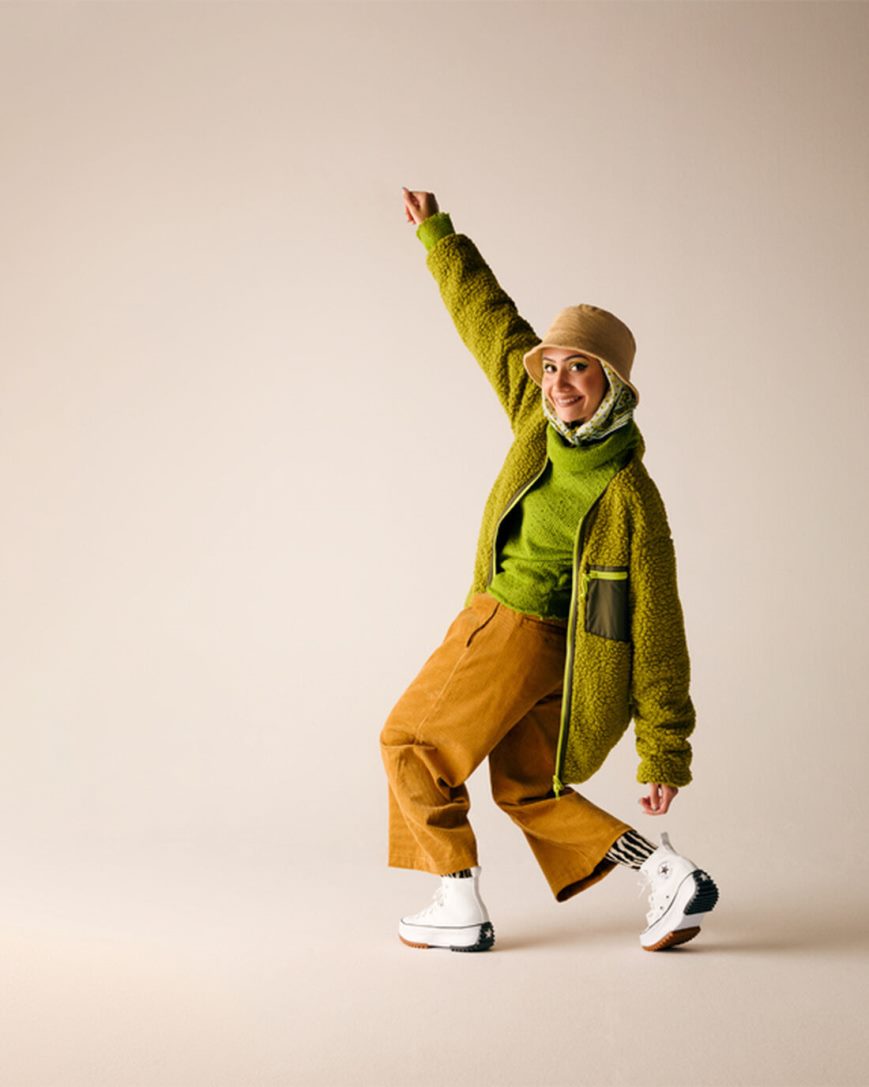 Converse Run Star Hike Høye Platform Sko Dame Hvite Svarte | 068AWPCRB