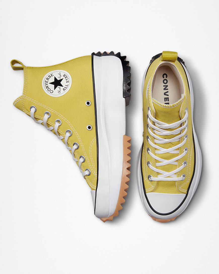 Converse Run Star Hike Høye Platform Sko Herre Sitron Svarte Hvite | 102WHODRQ