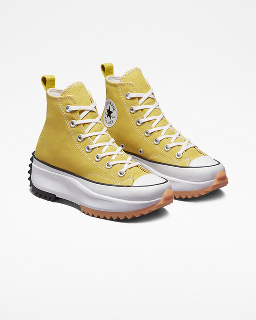 Converse Run Star Hike Høye Platform Sko Herre Sitron Svarte Hvite | 102WHODRQ