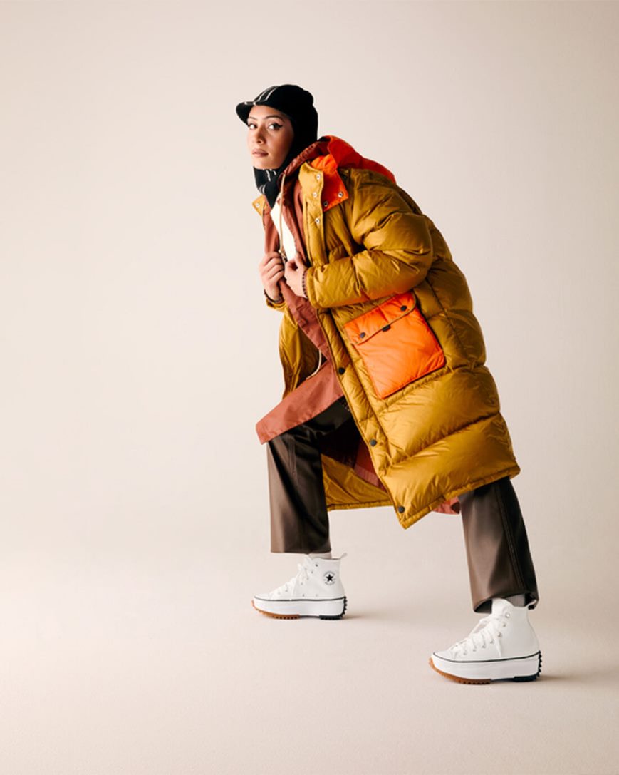 Converse Run Star Hike Høye Platform Sko Herre Hvite Svarte | 185LCKAXQ