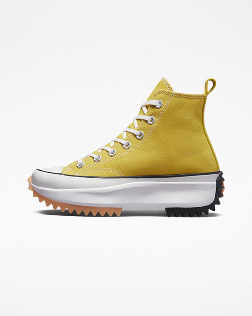 Converse Run Star Hike Høye Platform Sko Dame Sitron Svarte Hvite | 421EIGKCQ