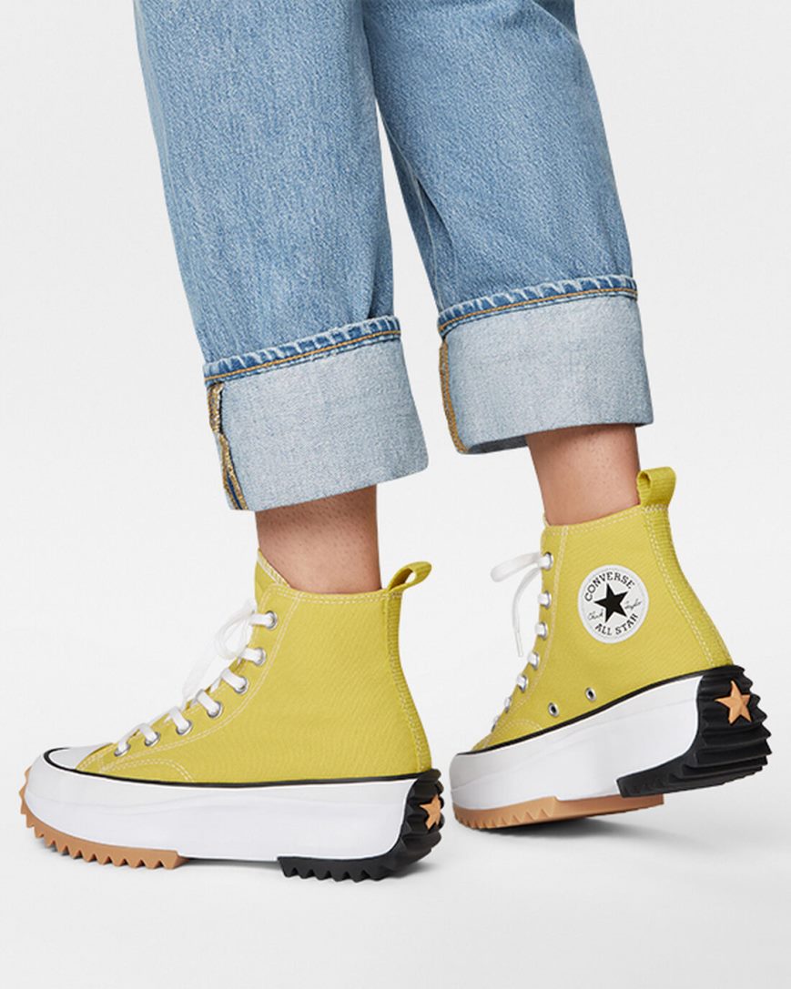 Converse Run Star Hike Høye Platform Sko Dame Sitron Svarte Hvite | 421EIGKCQ