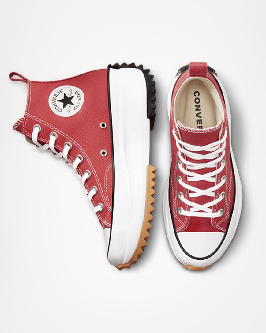Converse Run Star Hike Høye Platform Sko Dame Rød Hvite Svarte | 621ZWEKFP