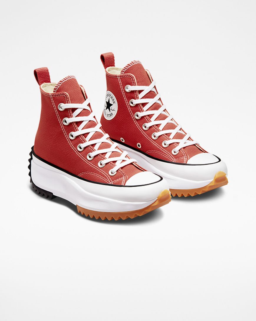 Converse Run Star Hike Høye Platform Sko Dame Rød Hvite Svarte | 621ZWEKFP