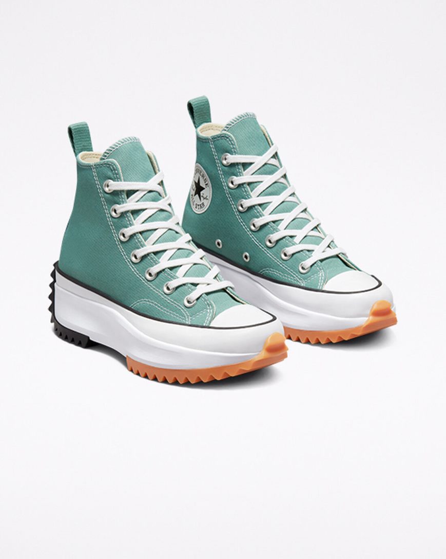 Converse Run Star Hike Høye Platform Sko Dame Grønn Svarte Hvite | 920LNQBPU