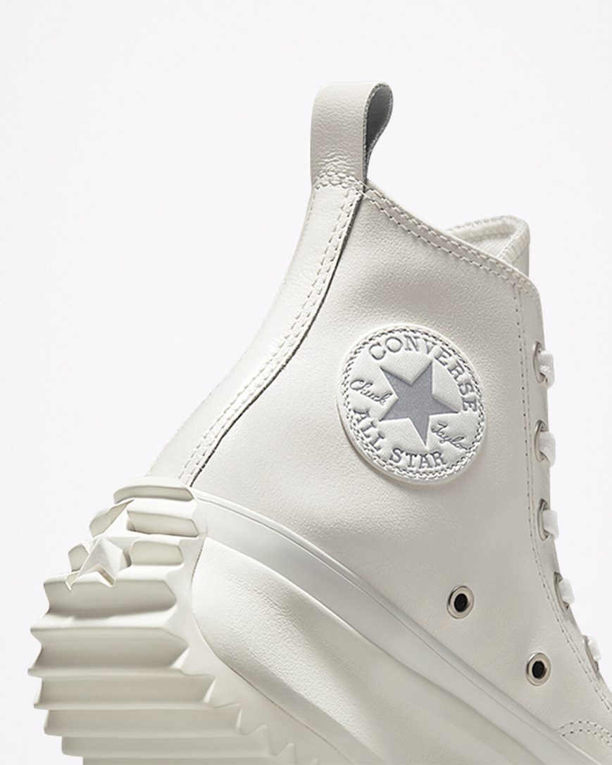 Converse Run Star Hike Iridescent Lær Høye Platform Sko Dame Hvite Sølv | 352ZCTLMP