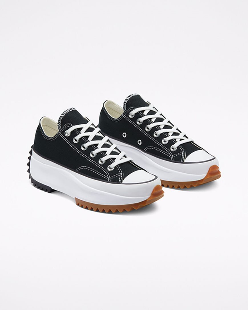 Converse Run Star Hike Lave Platform Sko Dame Svarte Hvite | 170HUQYXW