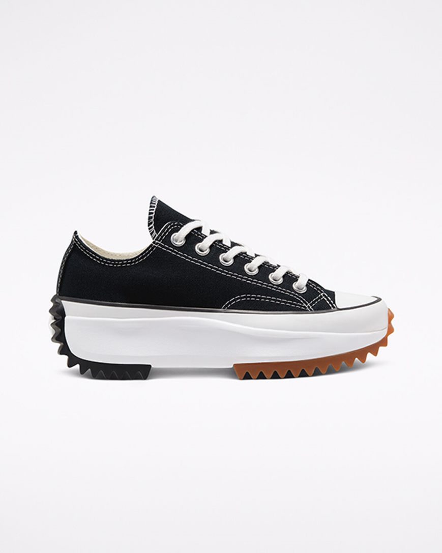 Converse Run Star Hike Lave Platform Sko Dame Svarte Hvite | 170HUQYXW