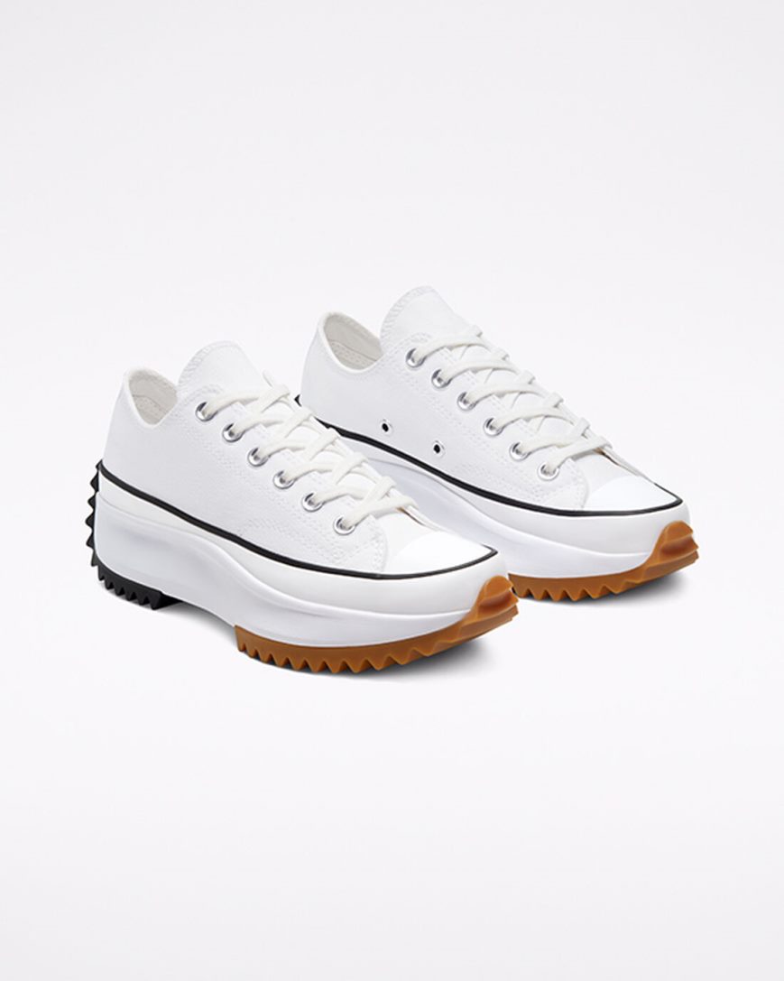 Converse Run Star Hike Lave Platform Sko Dame Hvite Svarte | 860ACTXJW