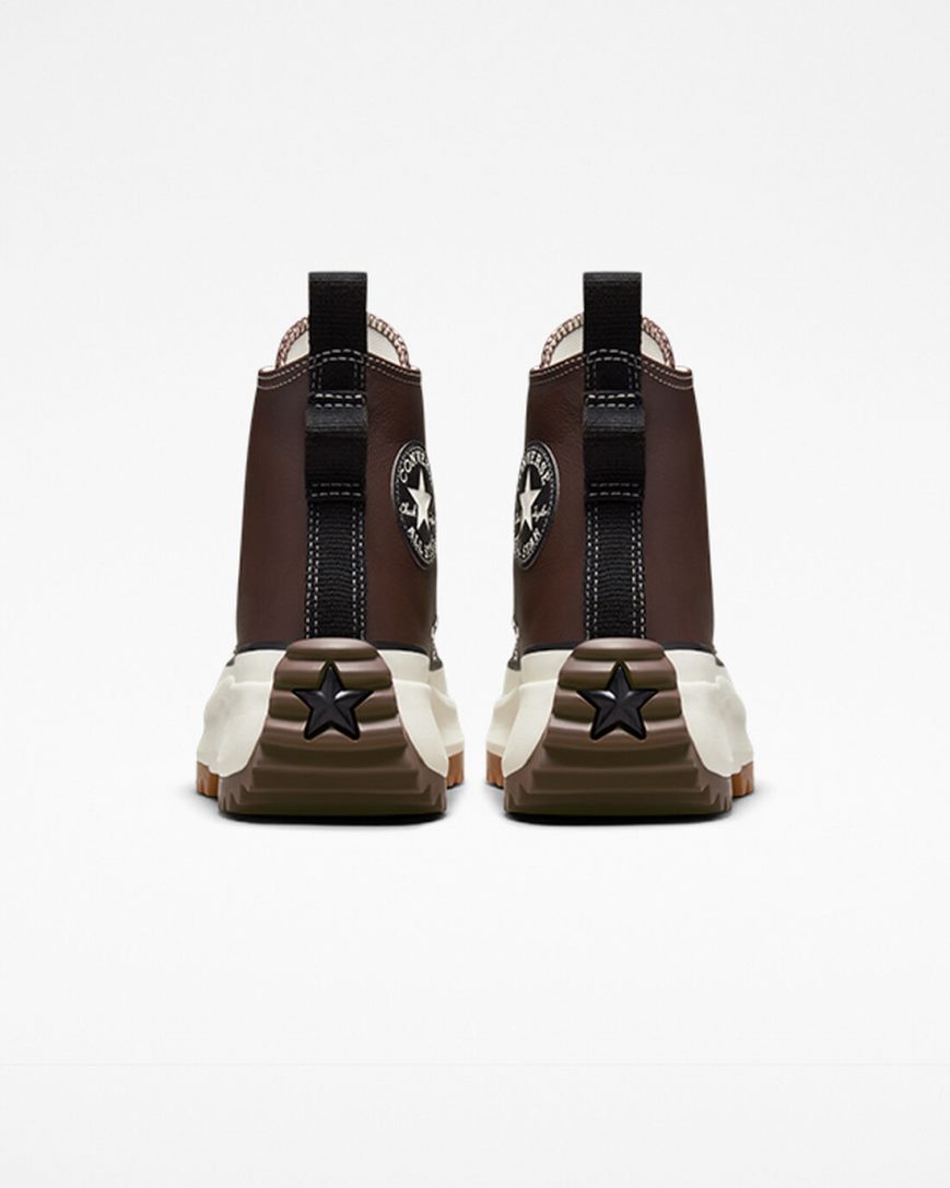 Converse Run Star Hike Lær Høye Platform Sko Dame Mørke Brune Svarte | 051OZBUJY