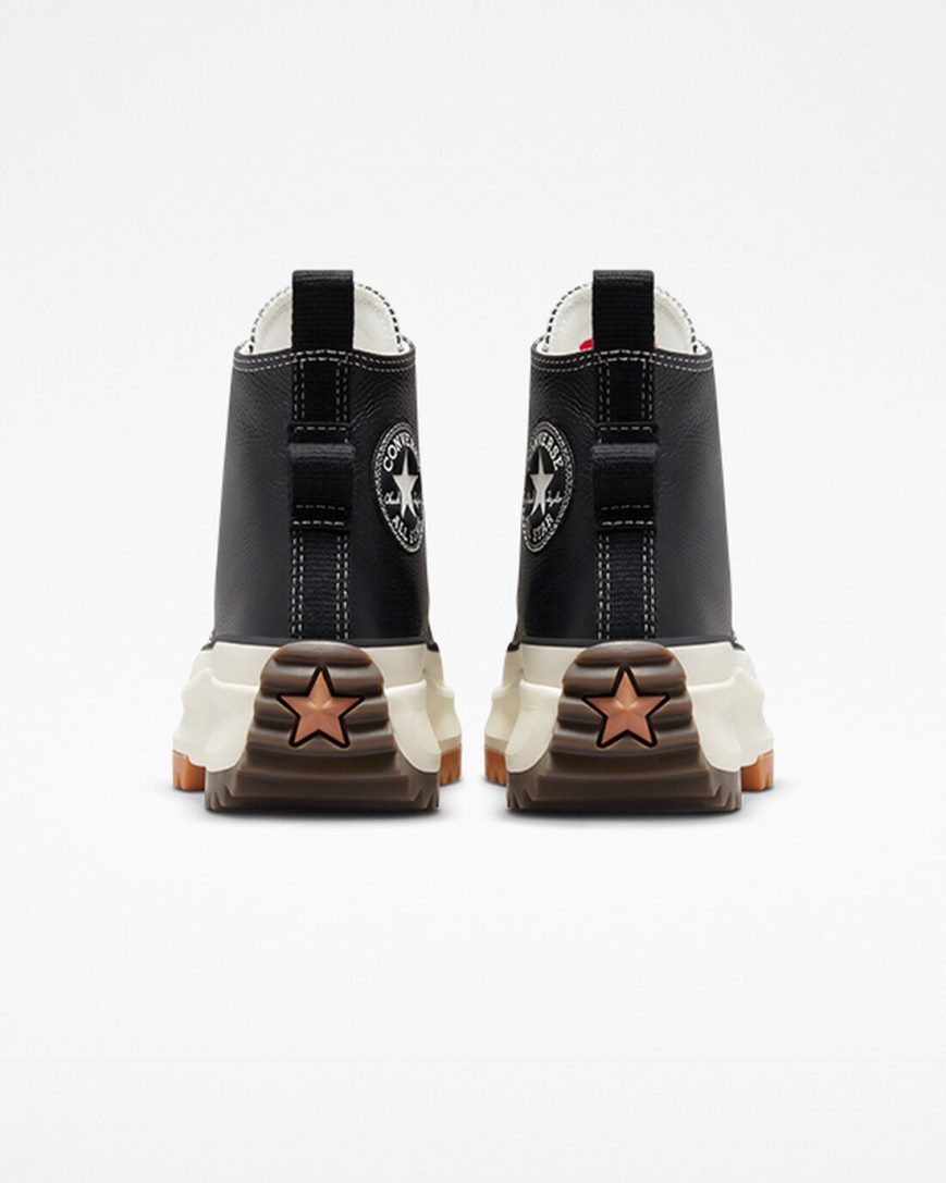 Converse Run Star Hike Lær Høye Platform Sko Dame Svarte | 106BSRMWX