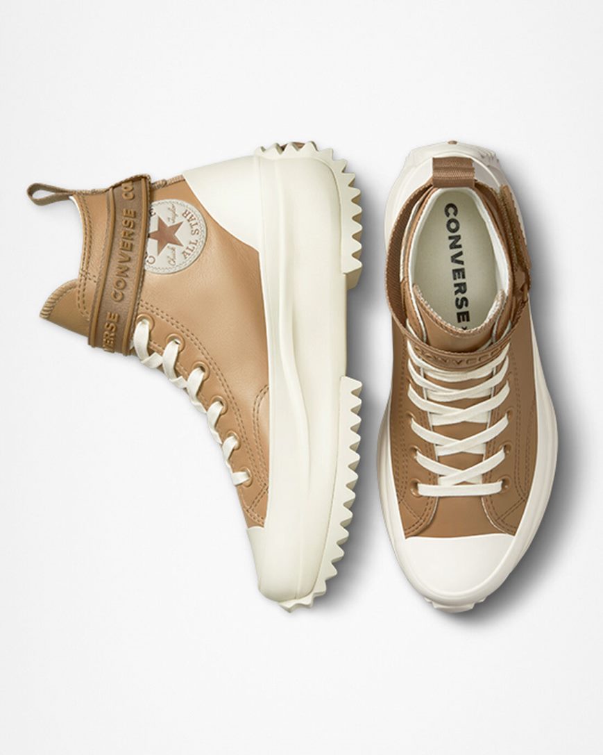 Converse Run Star Hike Lær Utility Reima Høye Platform Sko Herre Brune Hvite | 516NRABPE