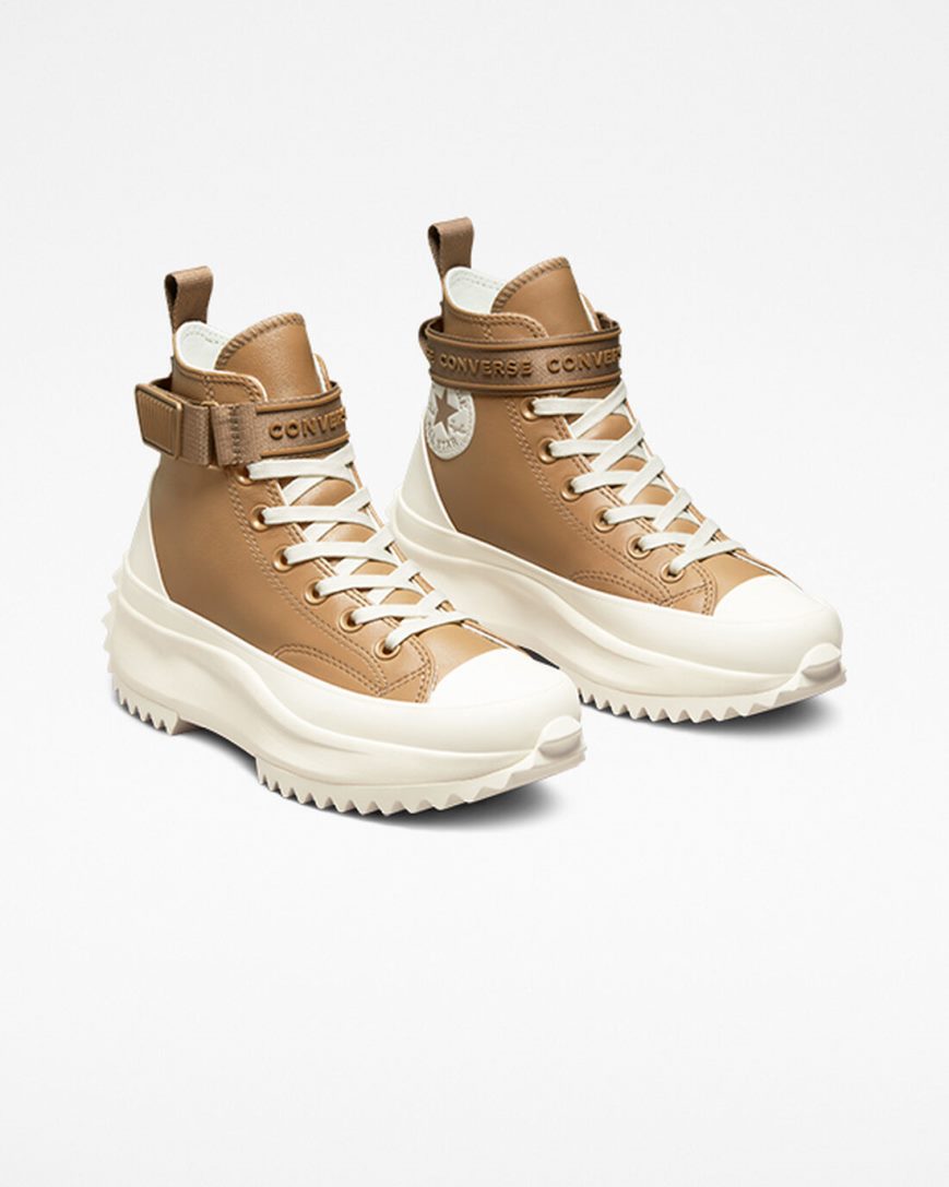 Converse Run Star Hike Lær Utility Reima Høye Platform Sko Herre Brune Hvite | 516NRABPE