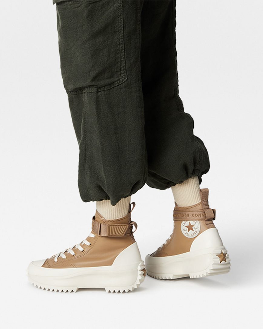 Converse Run Star Hike Lær Utility Reima Høye Platform Sko Herre Brune Hvite | 516NRABPE