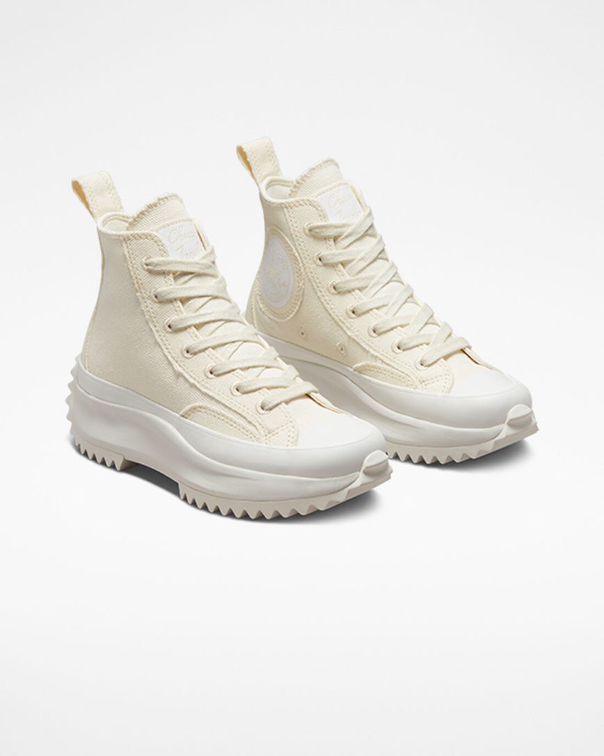 Converse Run Star Hike Raw Edge Høye Platform Sko Dame Beige Beige Hvite | 712XLUQOI
