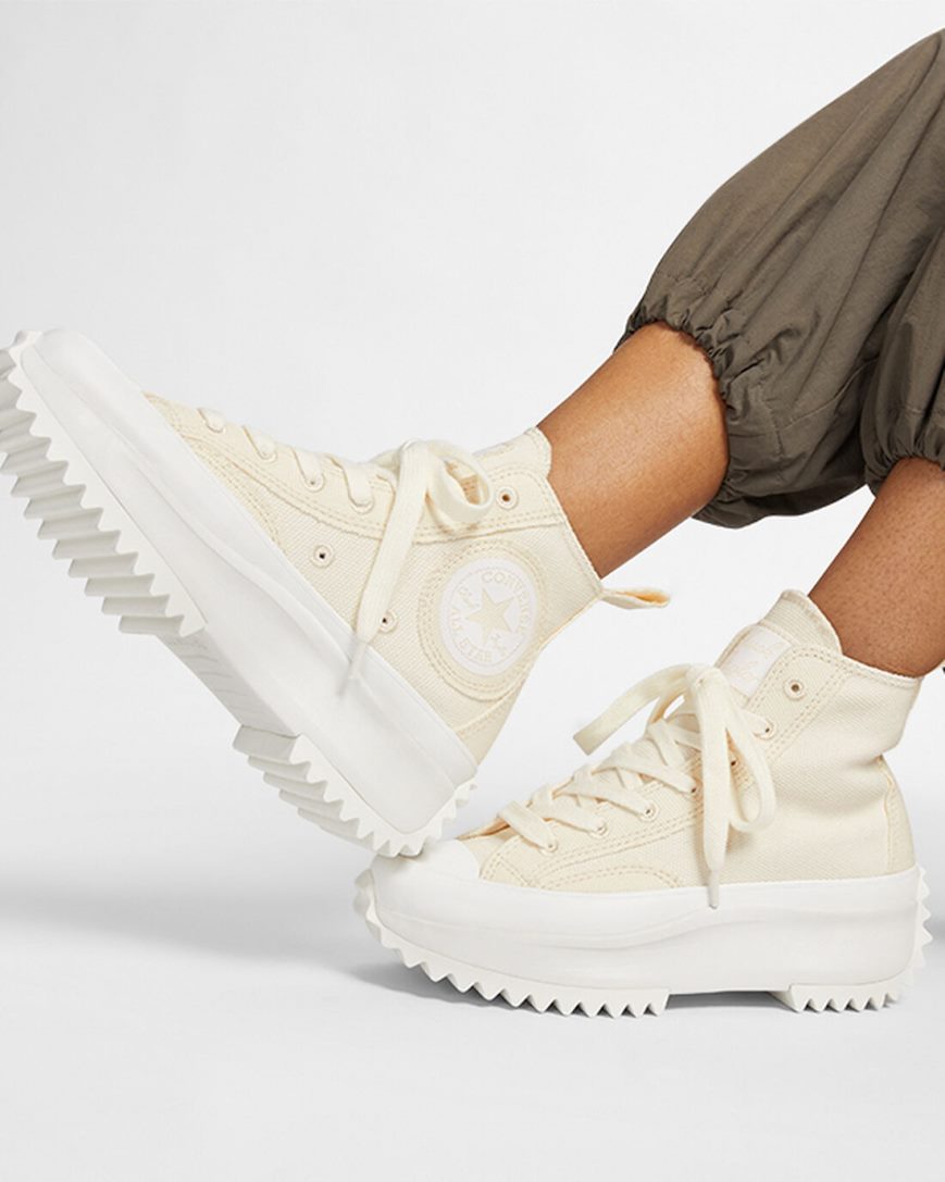 Converse Run Star Hike Raw Edge Høye Platform Sko Dame Beige Beige Hvite | 712XLUQOI