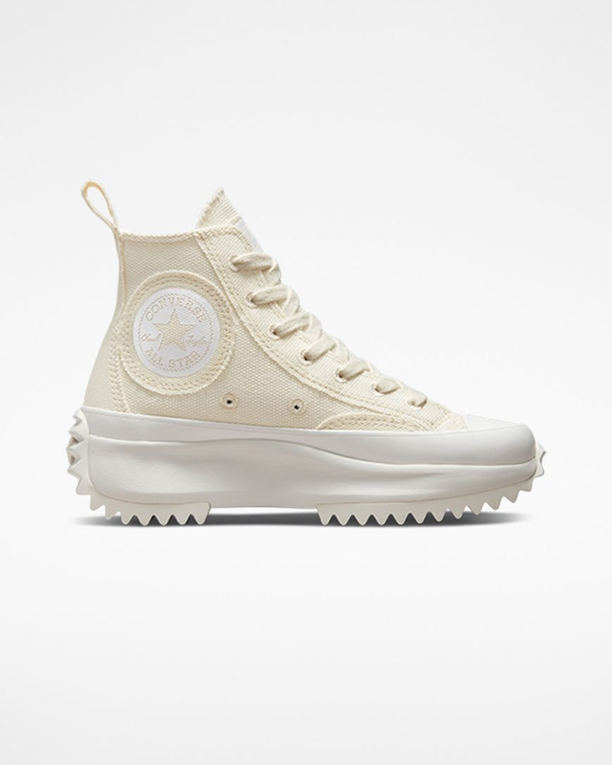 Converse Run Star Hike Raw Edge Høye Platform Sko Dame Beige Beige Hvite | 712XLUQOI