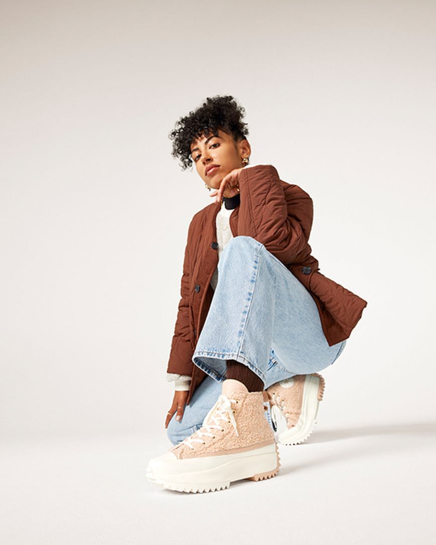 Converse Run Star Hike Sherpa Høye Platform Sko Dame Beige | 381AVBWOF
