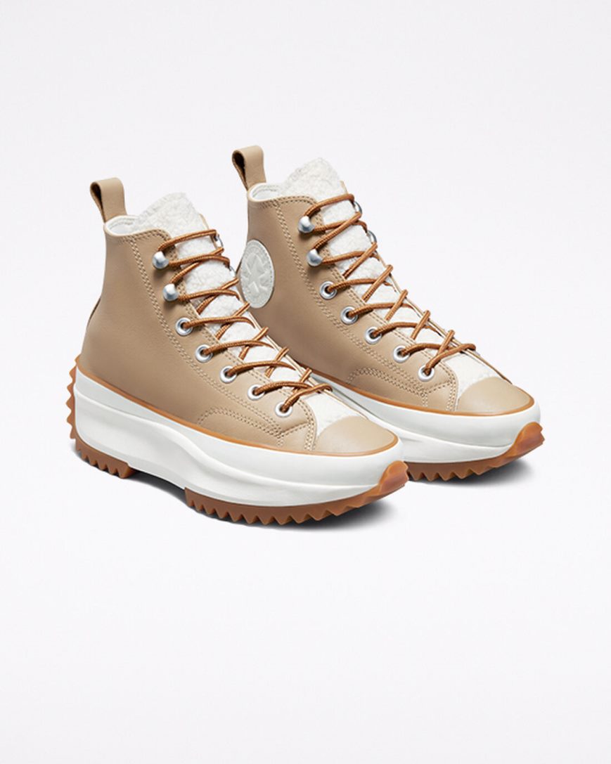 Converse Run Star Hike Sherpa Høye Platform Sko Dame Khaki Brune | 614IBORNQ