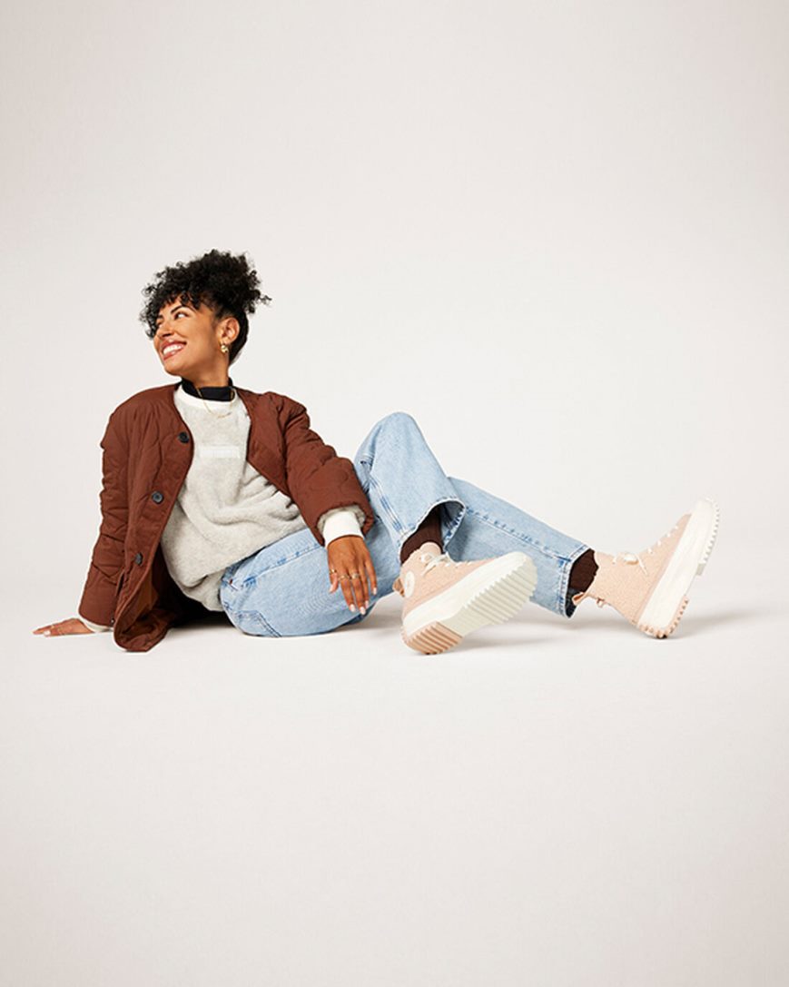 Converse Run Star Hike Sherpa Høye Platform Sko Herre Beige | 769VGIFBJ