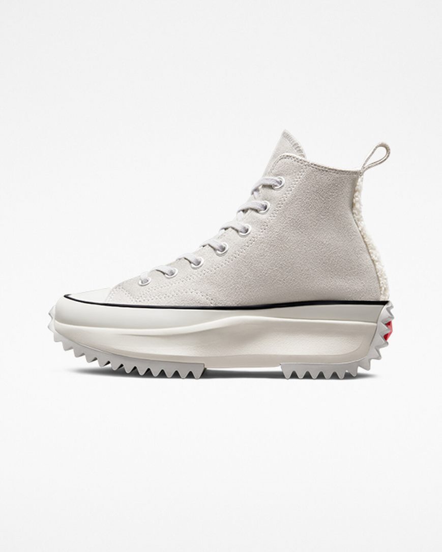 Converse Run Star Hike Sherpa Trim Høye Sko Herre Grå Svarte | 073JEMWDK