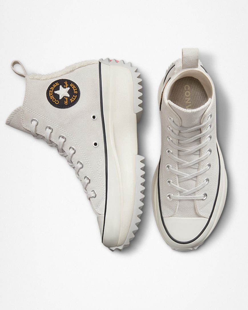 Converse Run Star Hike Sherpa Trim Høye Sko Herre Grå Svarte | 073JEMWDK