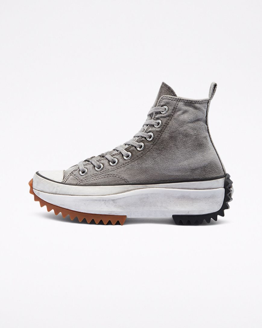 Converse Run Star Hike Smoked Canvas Høye Platform Sko Dame Hvite | 385WOETBU