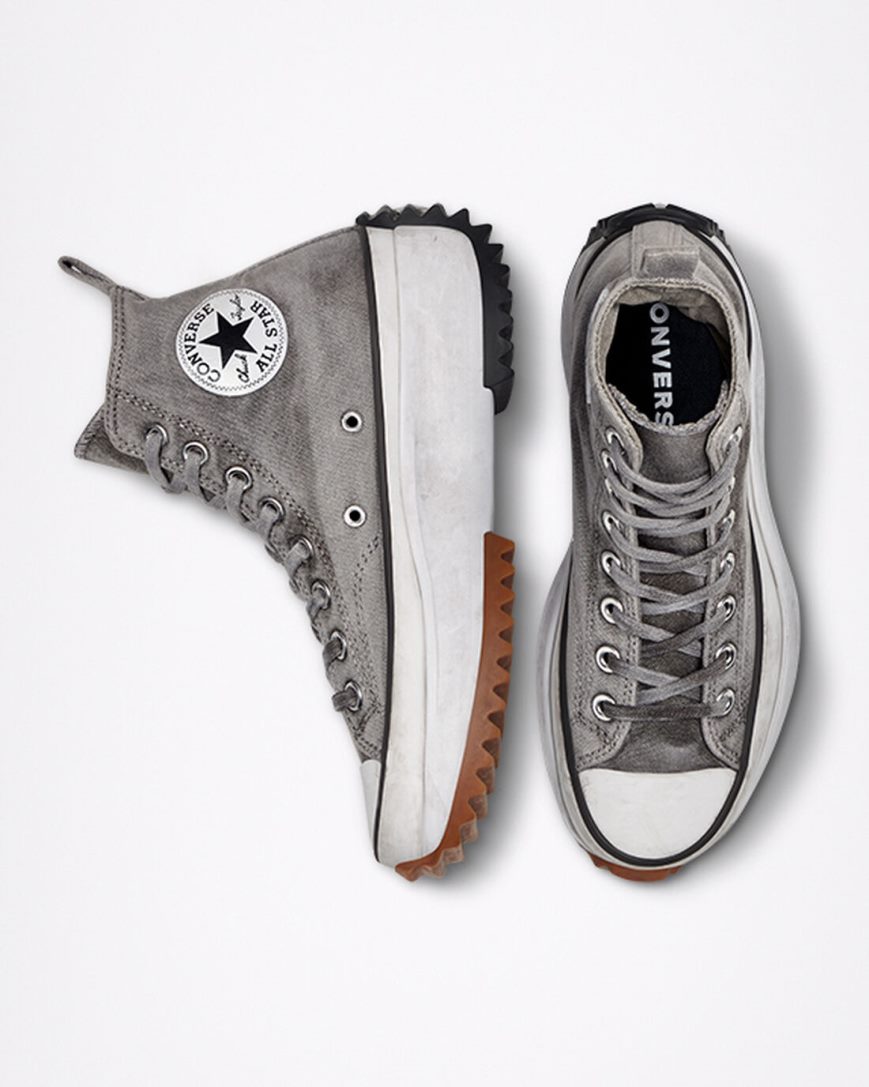 Converse Run Star Hike Smoked Canvas Høye Platform Sko Dame Hvite | 385WOETBU