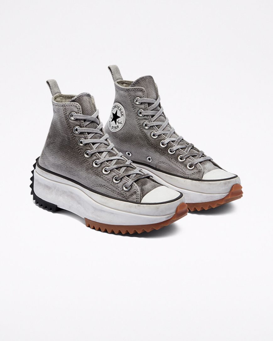 Converse Run Star Hike Smoked Canvas Høye Platform Sko Dame Hvite | 385WOETBU
