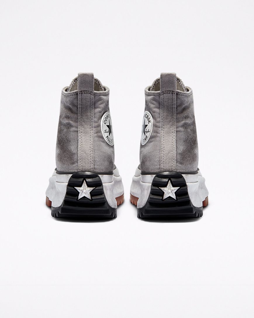 Converse Run Star Hike Smoked Canvas Høye Platform Sko Dame Hvite | 385WOETBU