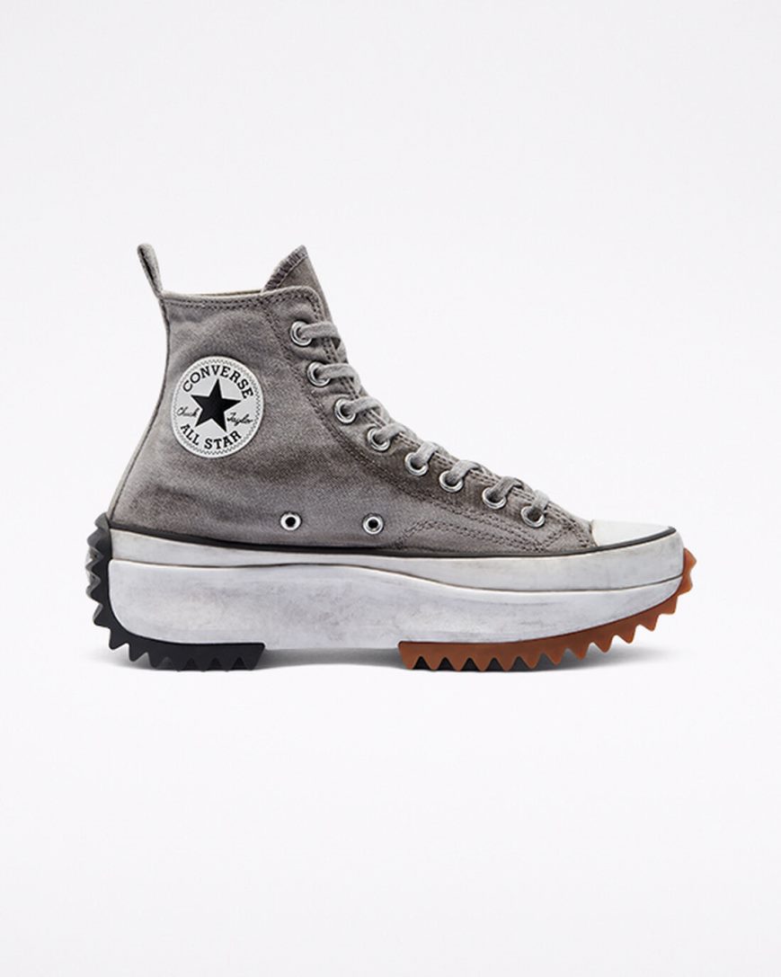 Converse Run Star Hike Smoked Canvas Høye Platform Sko Dame Hvite | 385WOETBU