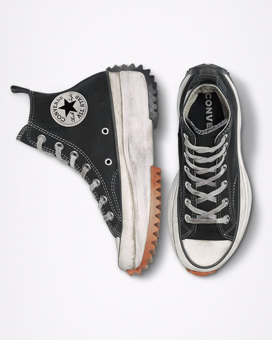 Converse Run Star Hike Smoked Canvas Høye Platform Sko Herre Svarte | 394CDAQIY