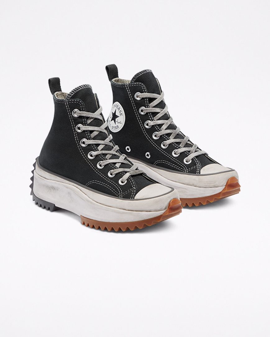 Converse Run Star Hike Smoked Canvas Høye Platform Sko Herre Svarte | 394CDAQIY