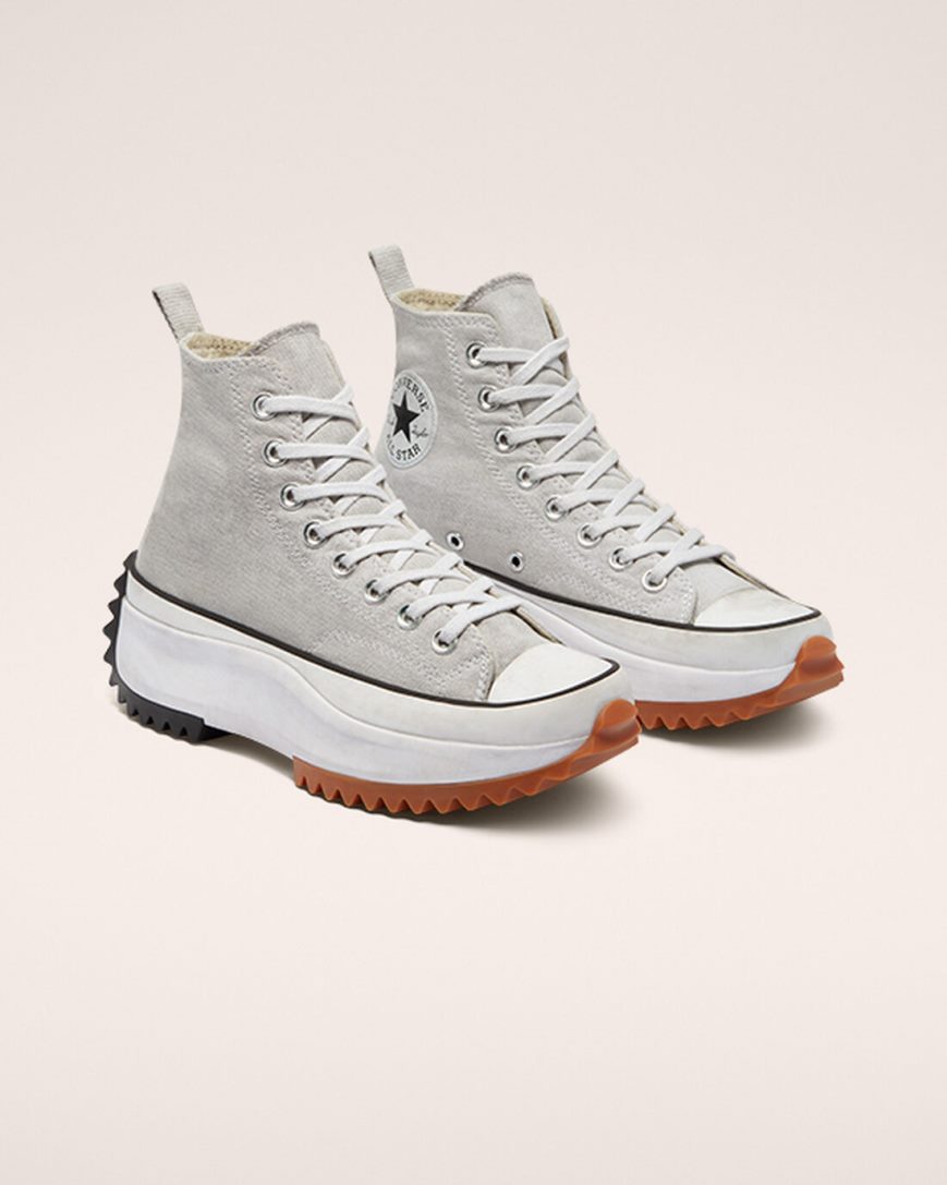 Converse Run Star Hike Smoked Canvas Høye Platform Sko Dame Hvite | 487SZJVBX