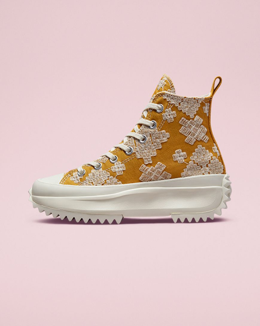 Converse Run Star Hike Tonal Embroidery Høye Platform Sko Herre Gull | 173UNDBSK