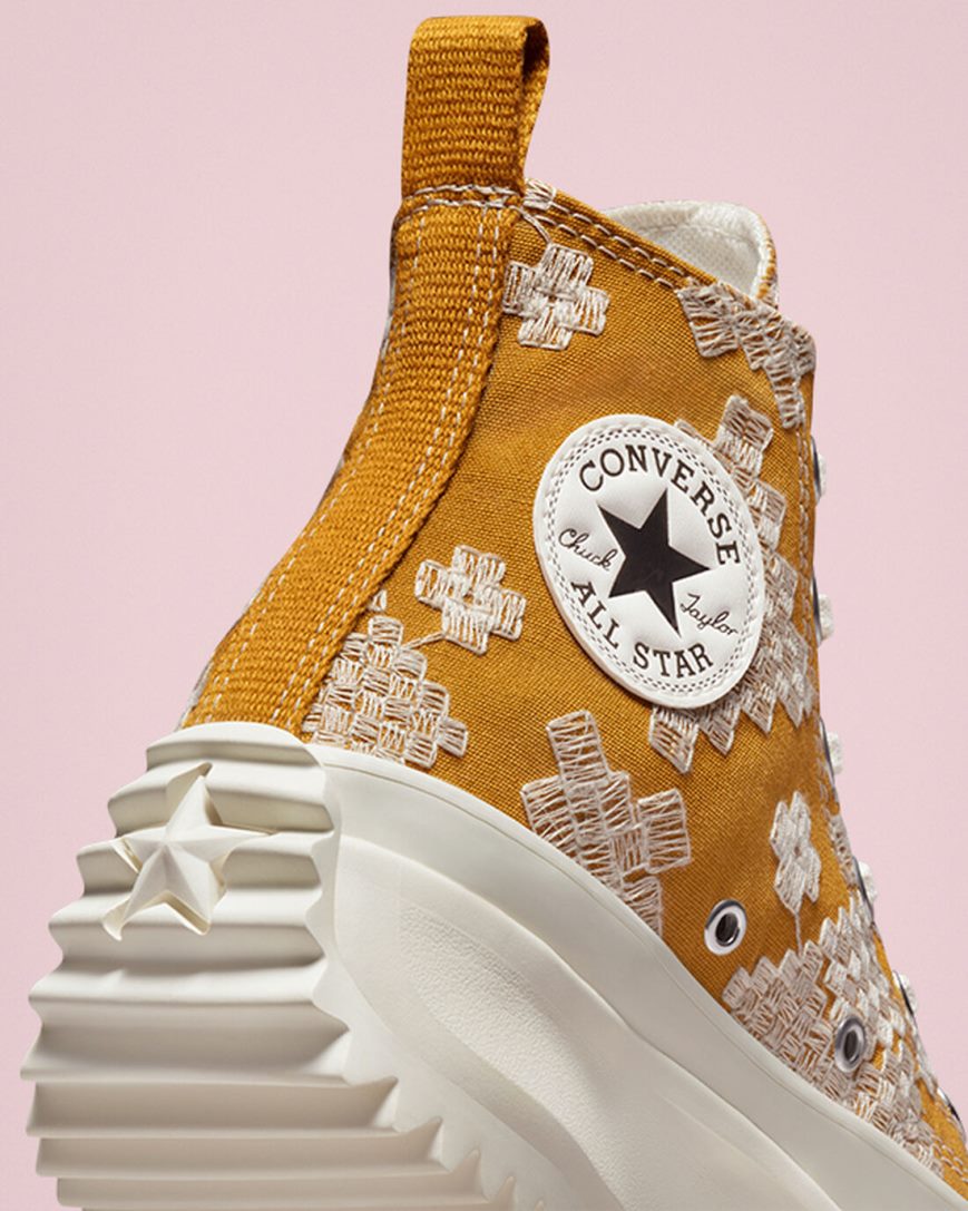 Converse Run Star Hike Tonal Embroidery Høye Platform Sko Herre Gull | 173UNDBSK