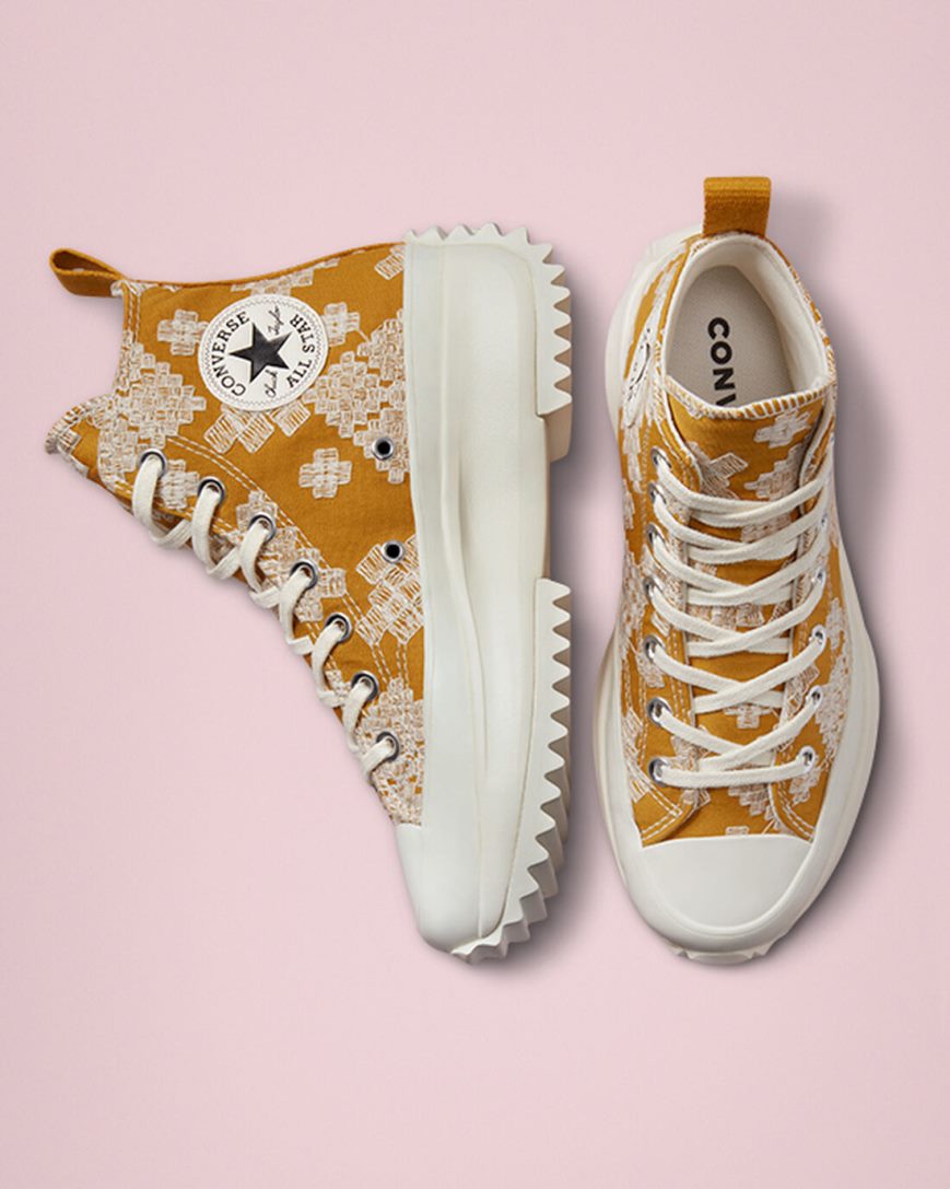 Converse Run Star Hike Tonal Embroidery Høye Platform Sko Herre Gull | 173UNDBSK