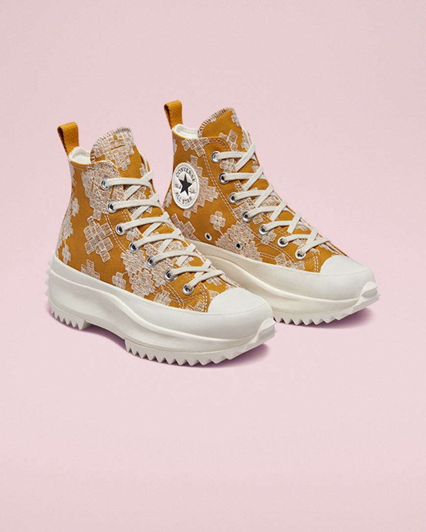 Converse Run Star Hike Tonal Embroidery Høye Platform Sko Herre Gull | 173UNDBSK