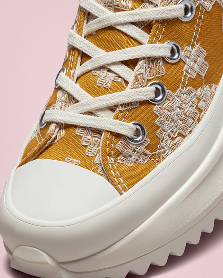 Converse Run Star Hike Tonal Embroidery Høye Platform Sko Herre Gull | 173UNDBSK