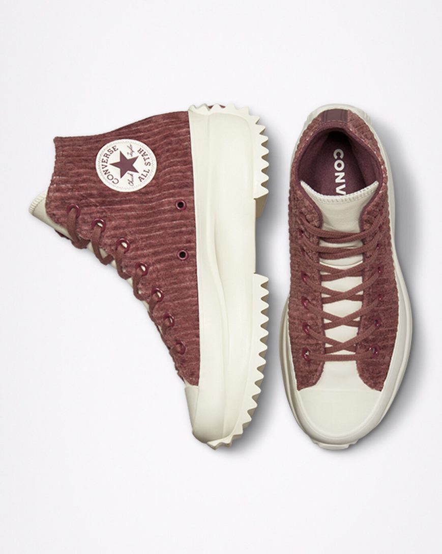 Converse Run Star Hike Velour Høye Platform Sko Herre Rød | 257UHGBPE