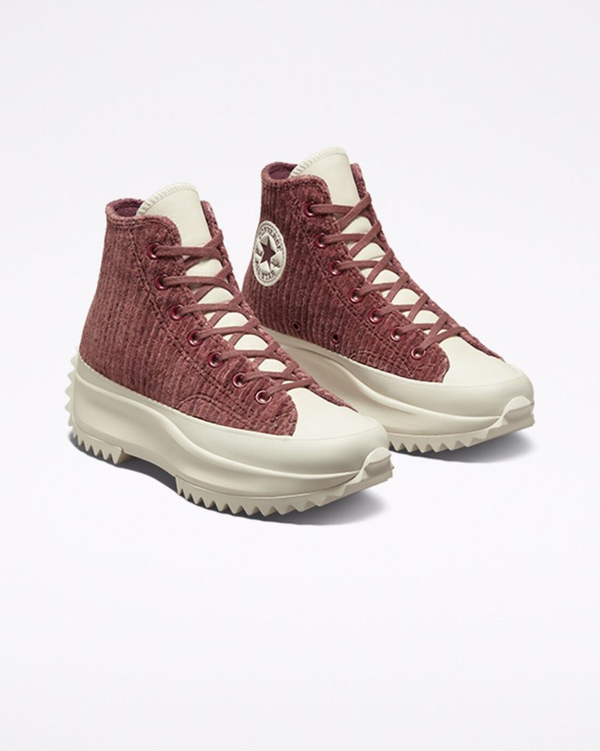 Converse Run Star Hike Velour Høye Platform Sko Herre Rød | 257UHGBPE